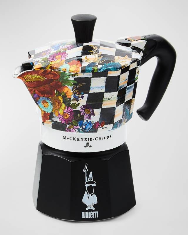 x Bialetti Moka Express Courtly Flower Market Stovetop Coffee Pot, 3 Cups